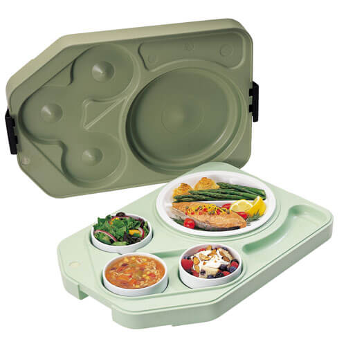 Термоподнос Euronorm 53х37см h10,5см с фарфоровой посудой