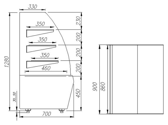 Витрина кондитерская Carboma K70 VV 0,9-1 (ВХСв - 0,9д Люкс)