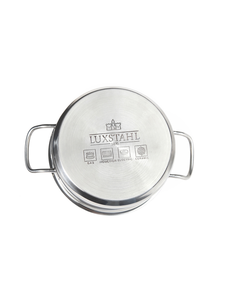 КАСТРЮЛЯ 2л нерж.тройное дно d=190 h=80, ИНДУКЦИЯ, LUXSTAHL