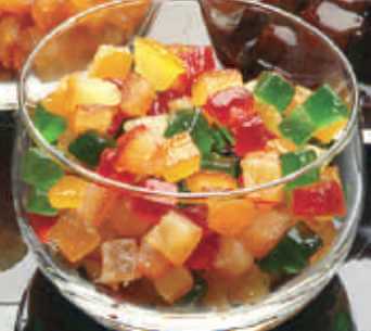 Цукаты-микс "Македония" апельсин+репа, оранжевый, зеленый, красный, кубики 6х6мм, 5кг