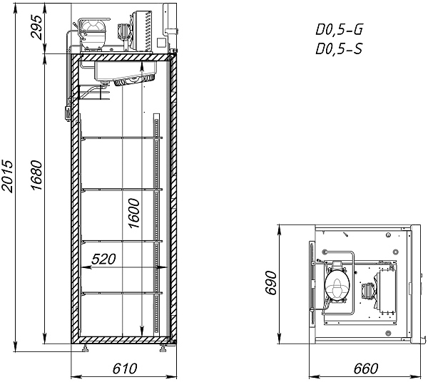 Шкаф холодильный ARKTO D0.5-SL (R290, короткая ручка)